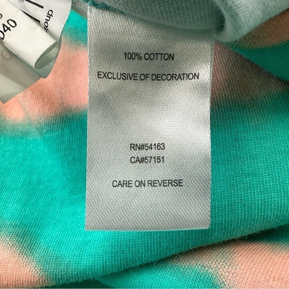 Beachy jersey cotton Dress Turquoise peach drawstring waist XL pockets Casual - Picture 14 of 15